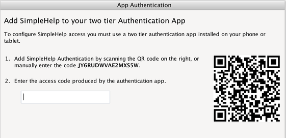 App Based Authentication Screenshot