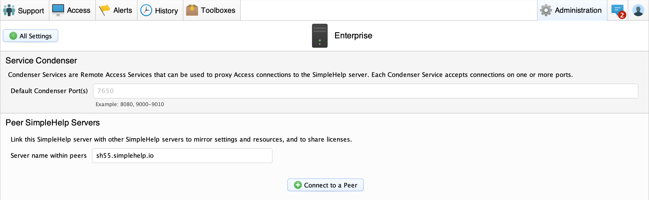 Configure a Condenser Service Screenshot