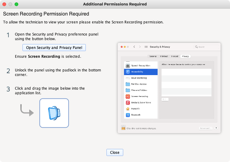 Guided macOS Permissions Dialog Screenshot