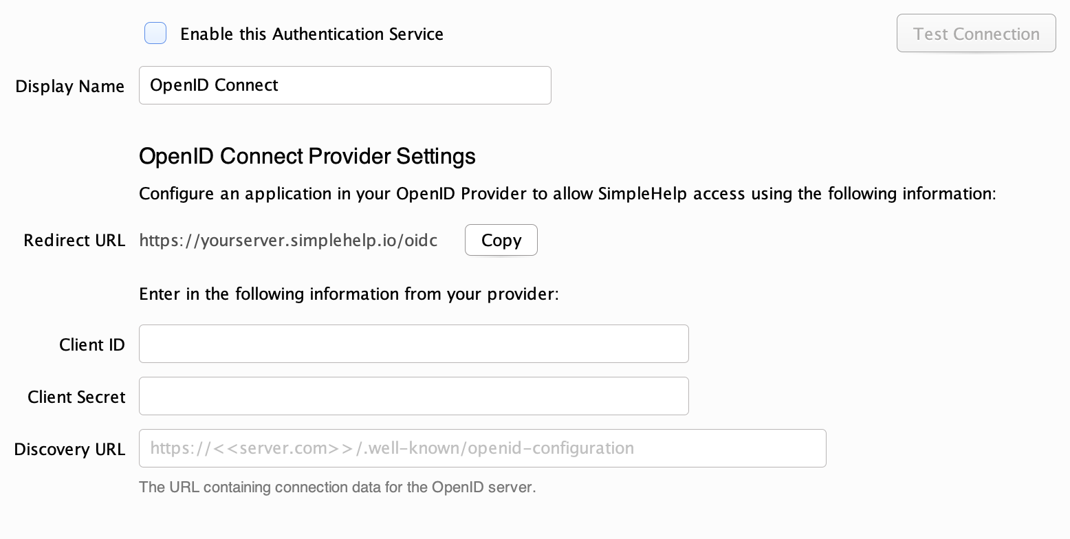 OpenID Connect Provider Configuration Screenshot