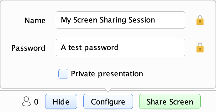 Screen Sharing Configure Screenshot