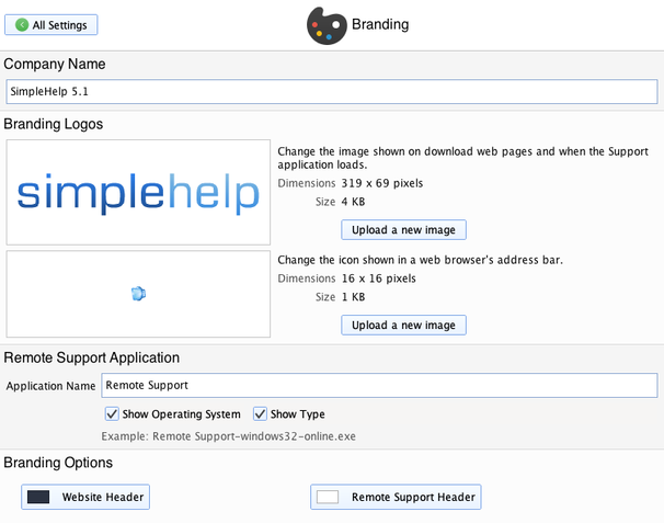 Branding Screenshot