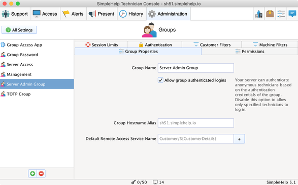 Technician groups Screenshot