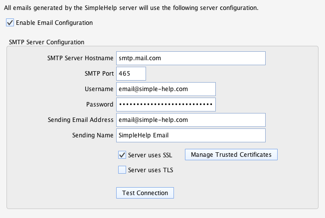 SMTP Screenshot
