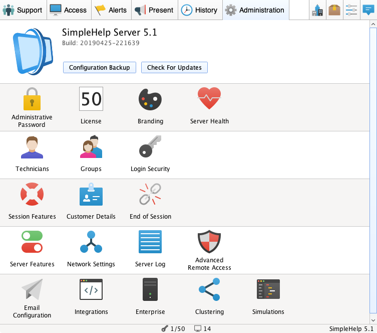 Administration Tab Screenshot