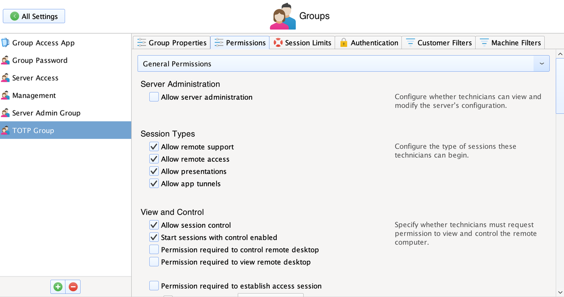 Permissions Screenshot